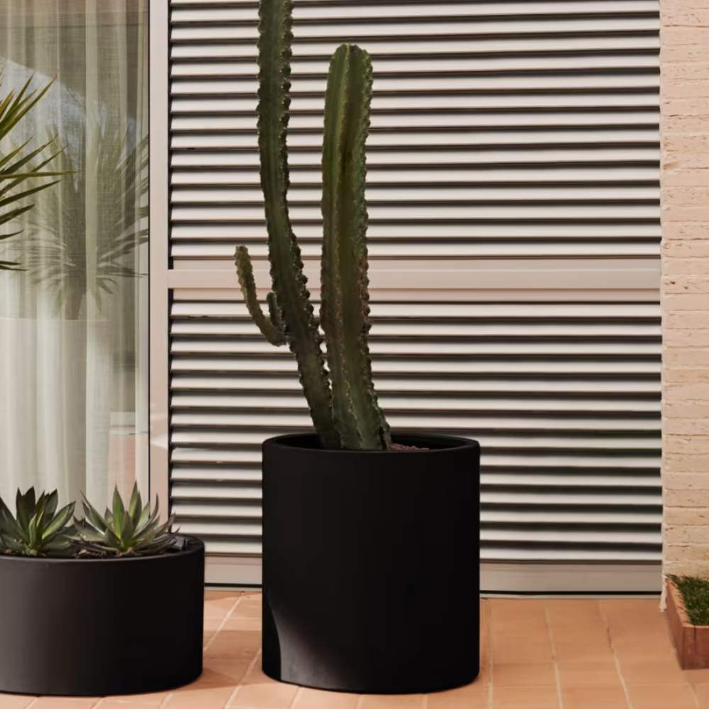 Kave Home Aiguablava Plant Pot in Black Cement, Ø 52 cm