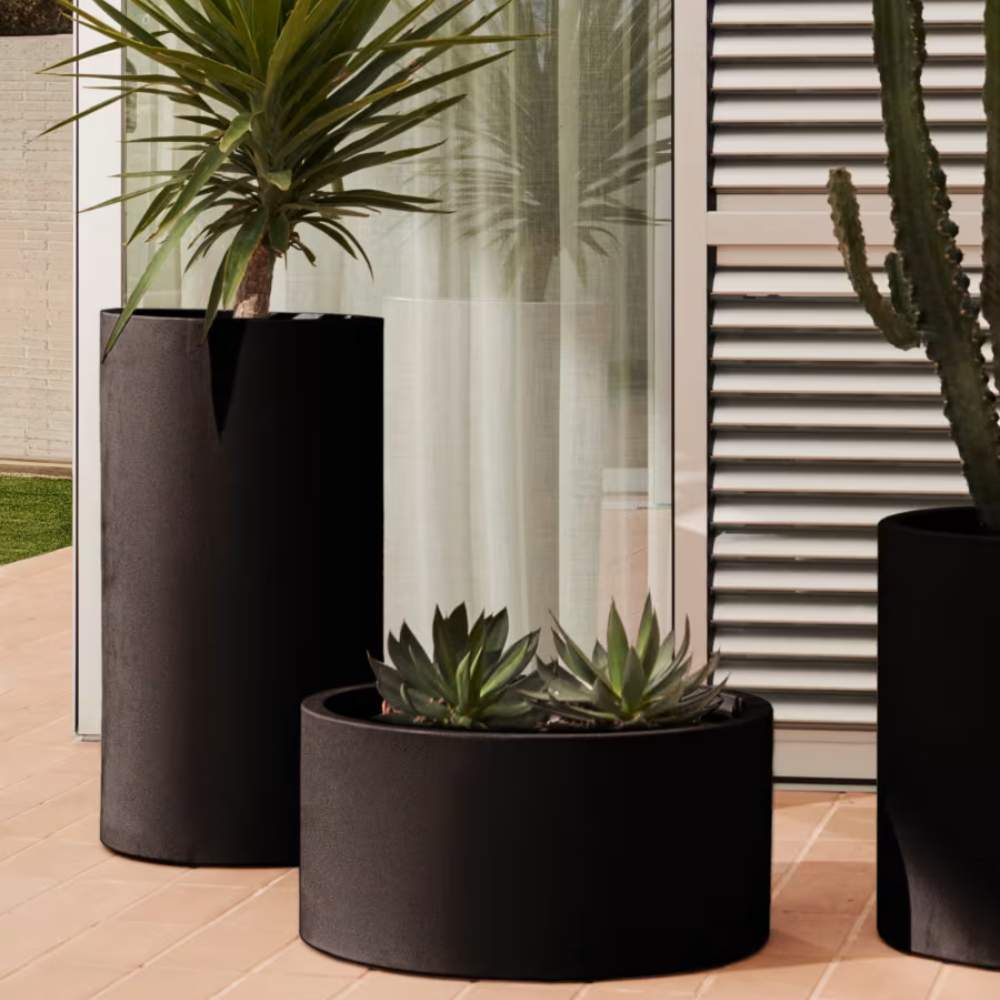Kave Home Aiguablava Plant Pot in Black Cement, Ø 42 cm