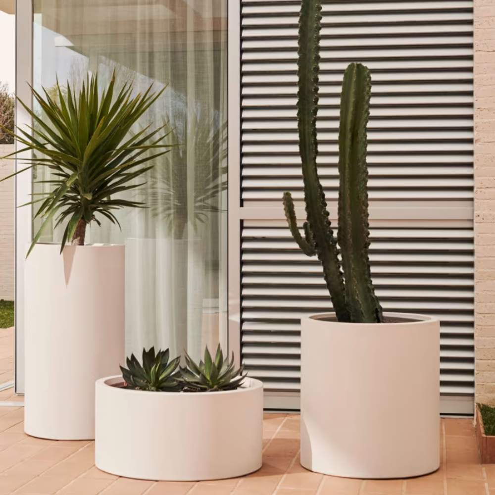 Kave Home Aiguablava Plant Pot in White Cement, Ø 42 cm