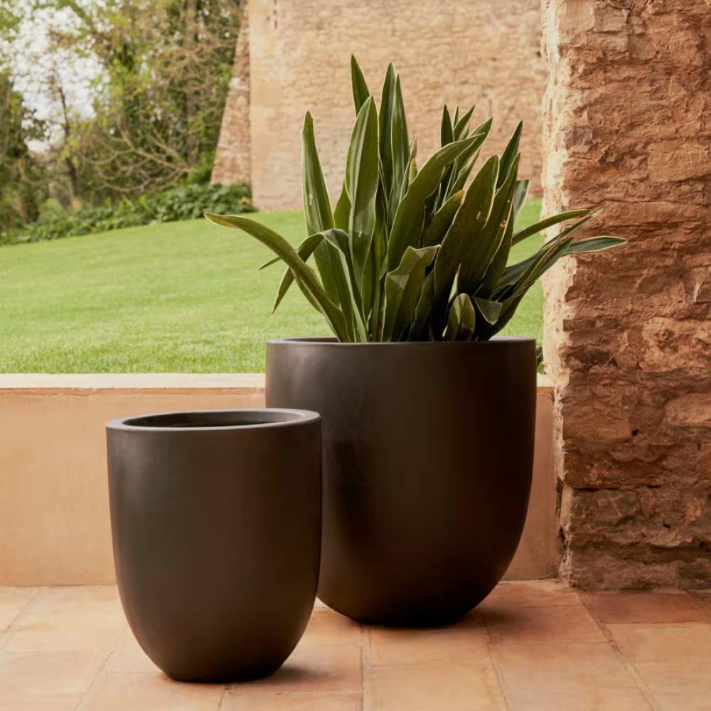 Kave Home Aiguablava Plant Pot in Black Cement, Ø 56 cm