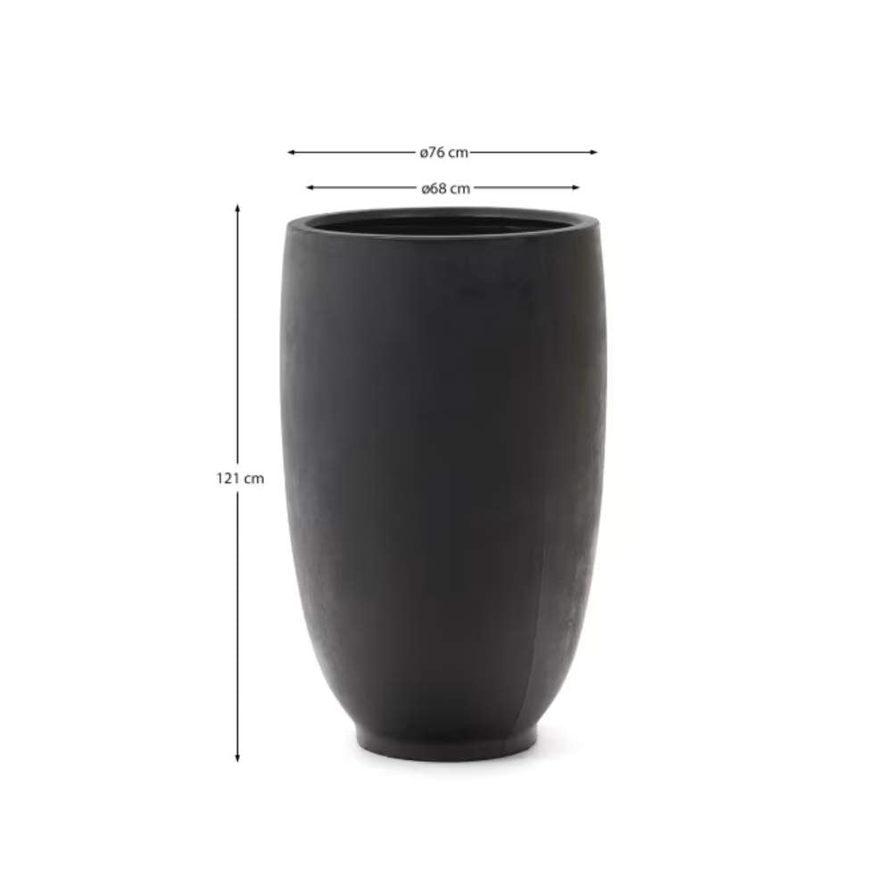 Kave Home Aiguablava Black Cement Planter Ø 75 cm