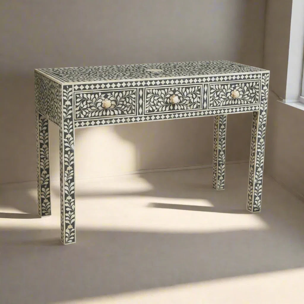 Beaumonde Home Fuster Three Drawer Study Desk-Beaumonde