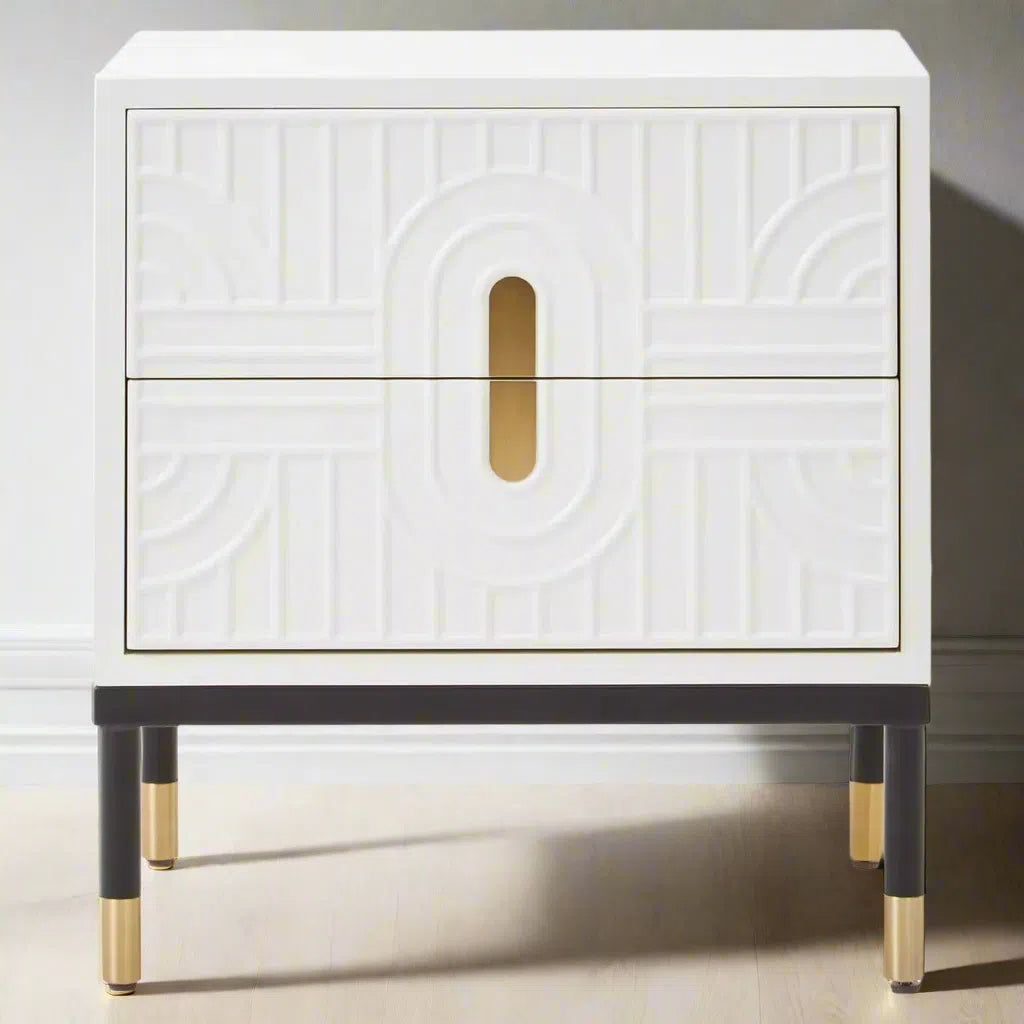 Beaumonde Home Dante 2 Drawer Side Table-Beaumonde