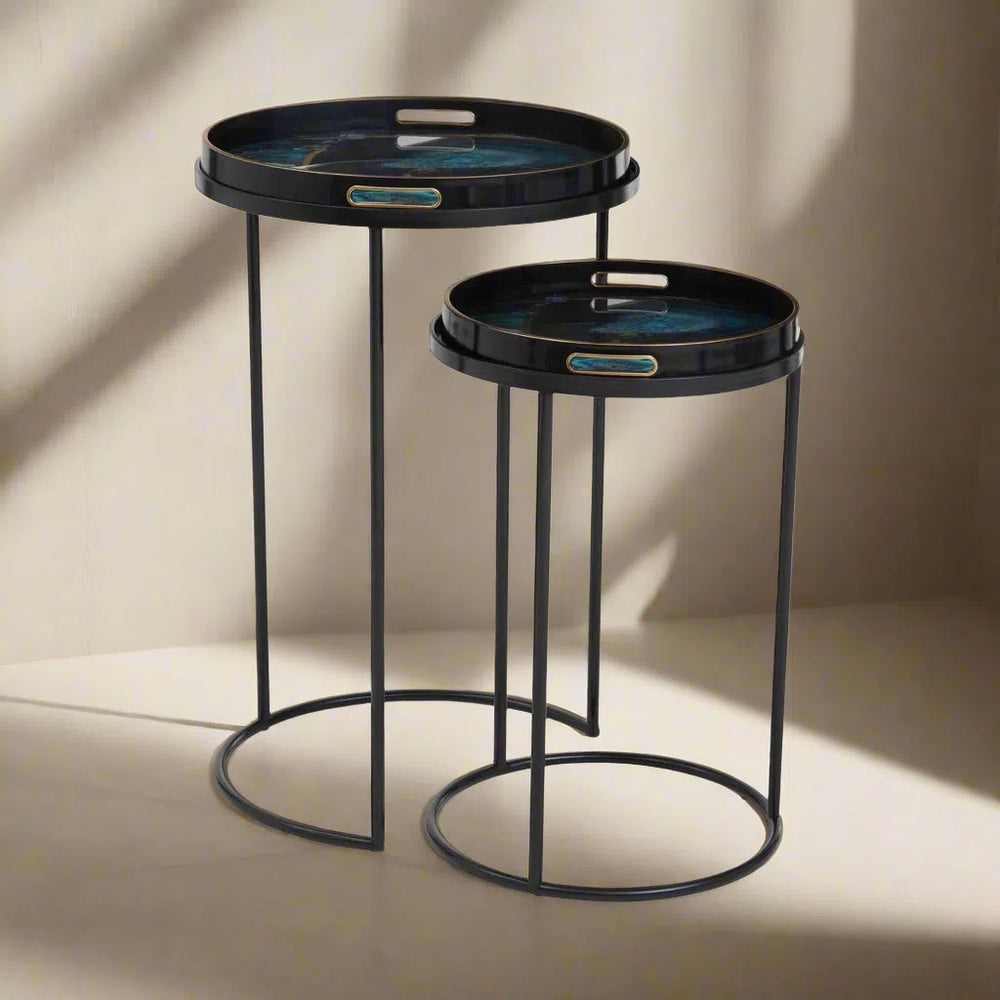 Beaumonde Home Selina Agate Set Of Two Nesting Tables-Beaumonde