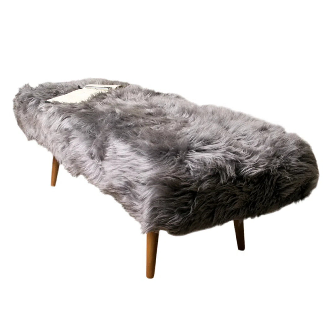 Native Home Shearling Sheepskin End Of Bed Bench-Beaumonde