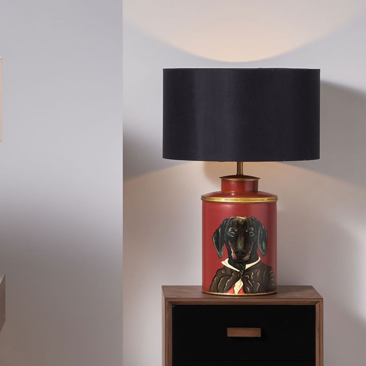 Pacific Lifestyle Dachshund Red Hand Painted Metal Table Lamp Base