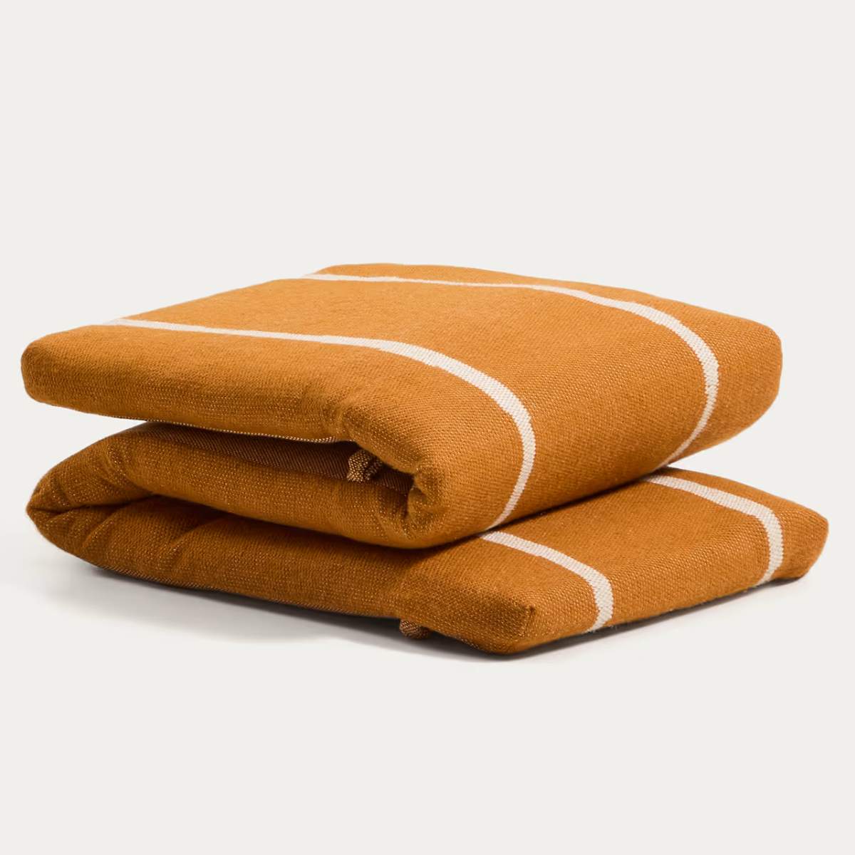 Kave Home Daila orange 100% PET sun lounger cushion with Ikat graphic 50 x 175cm