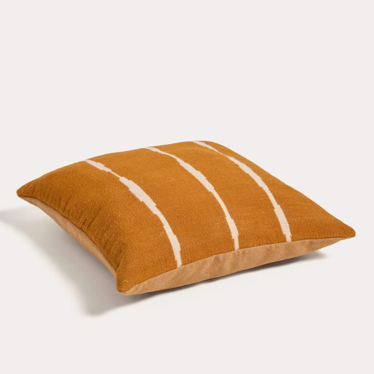 Kave Home Daila orange 100% PET floor cushion cover with Ikat graphic 70 x 70 cm