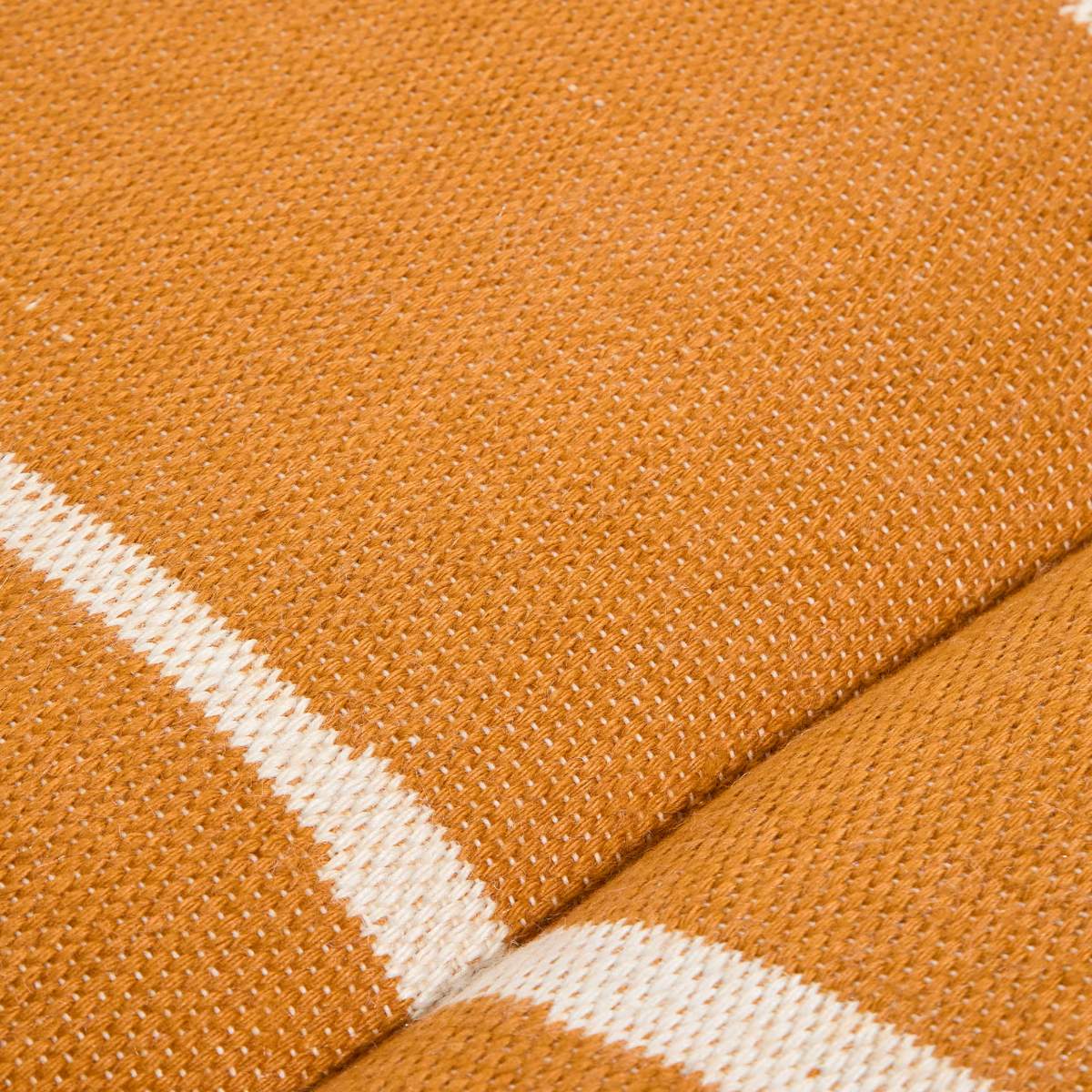 Kave Home Daila orange 100% PET sun lounger cushion with Ikat graphic 50 x 175cm
