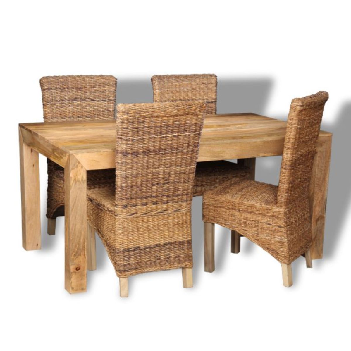 Trade Furniture Dakota Light 160cm Dining Table & 4 Rattan Chairs (3 Styles)