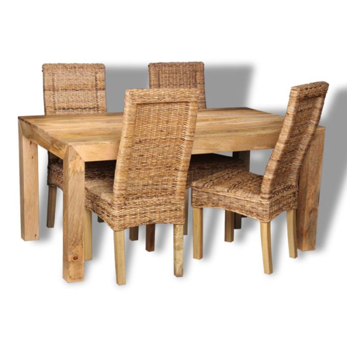Trade Furniture Dakota Light 160cm Dining Table & 4 Rattan Chairs (3 Styles)