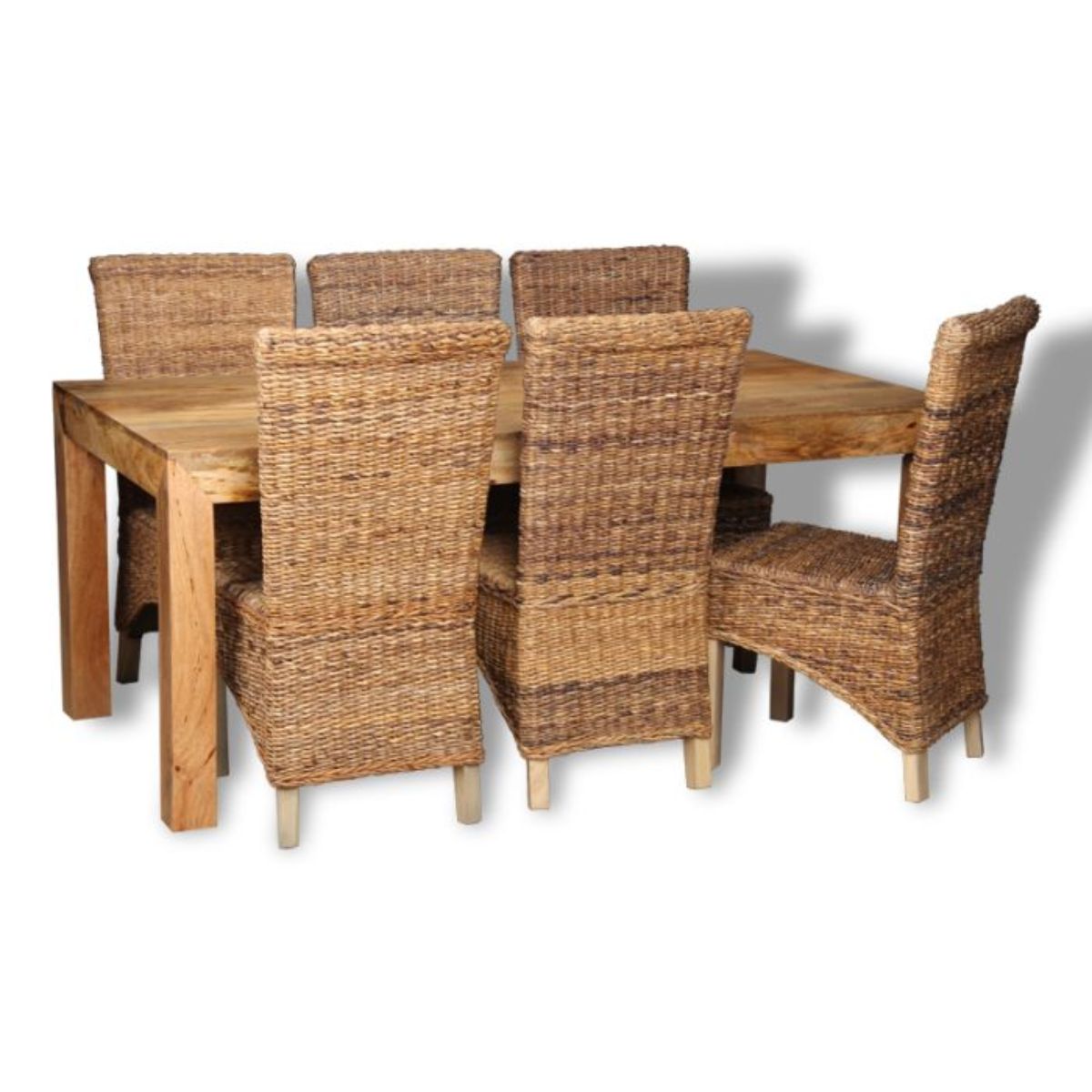 Trade Furniture Dakota Light 180cm Dining Table & 6 Rattan Chairs (2 Styles)