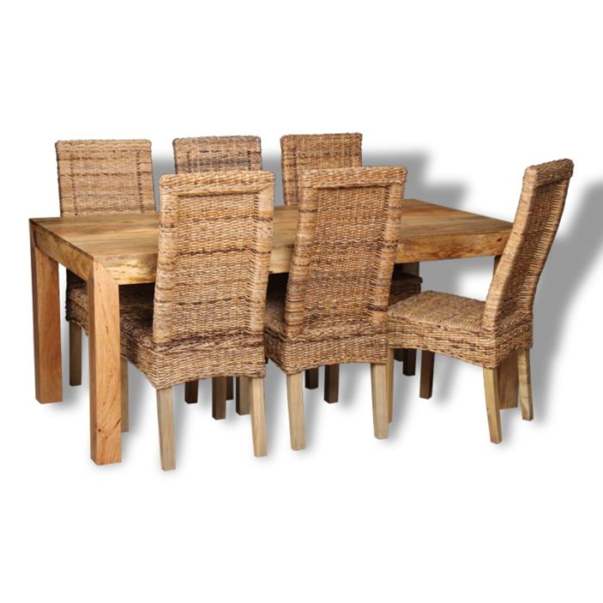 Trade Furniture Dakota Light 180cm Dining Table & 6 Rattan Chairs (2 Styles)