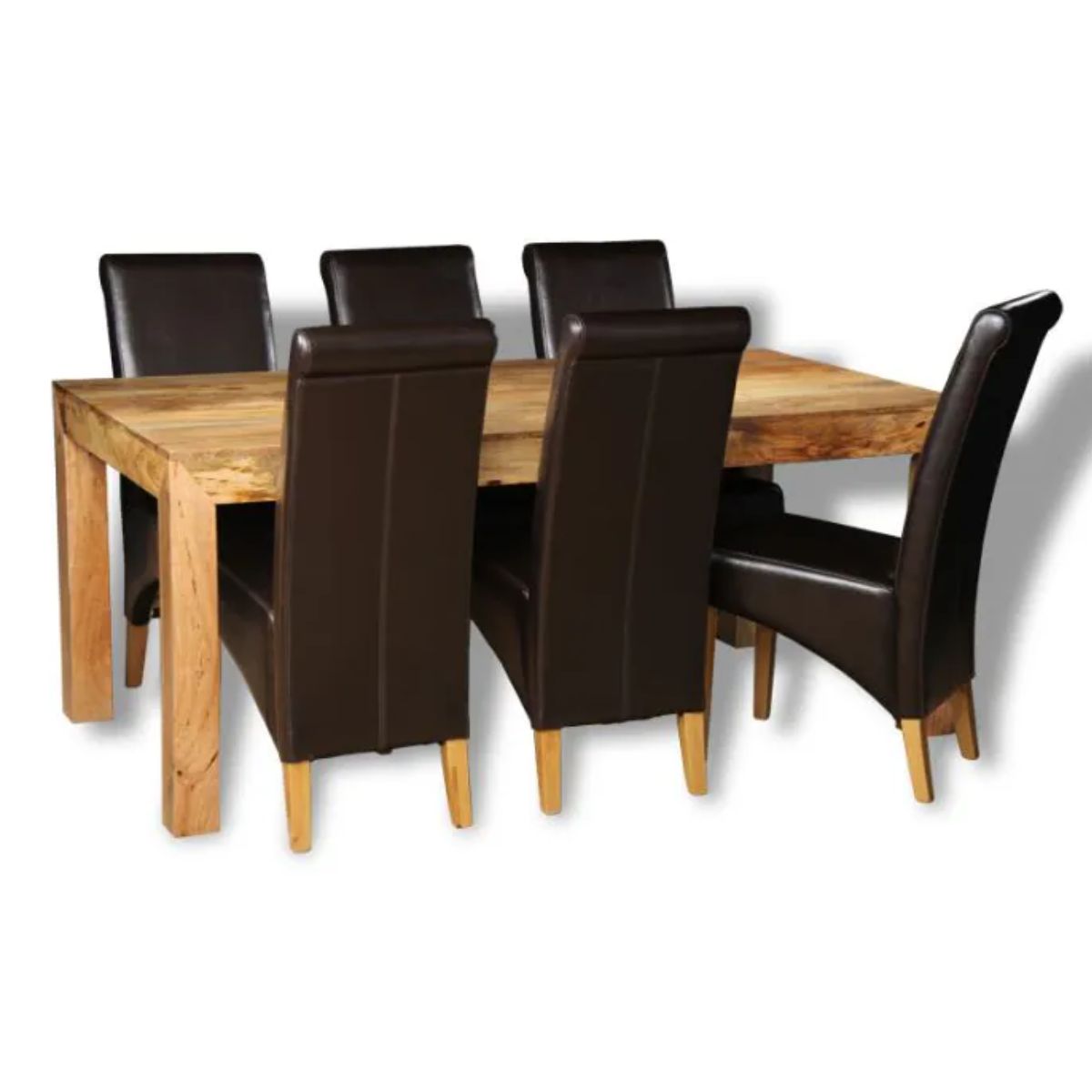 Trade Furniture Dakota Light 180cm Dining Table & 6 Rollback Leather Dining Chairs