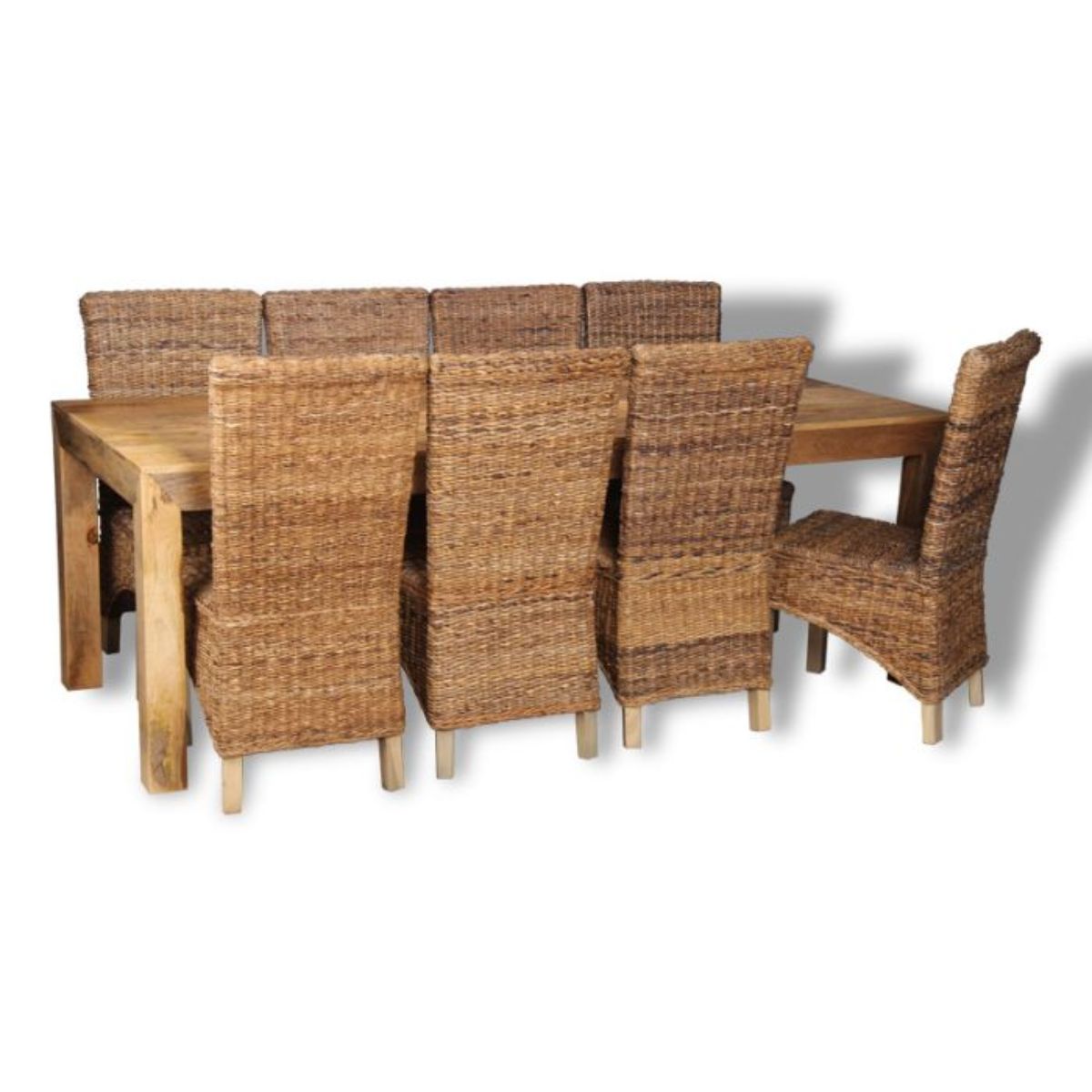 Trade Furniture Dakota Light 220cm Dining Table & 8 Rattan Chairs (3 Styles)