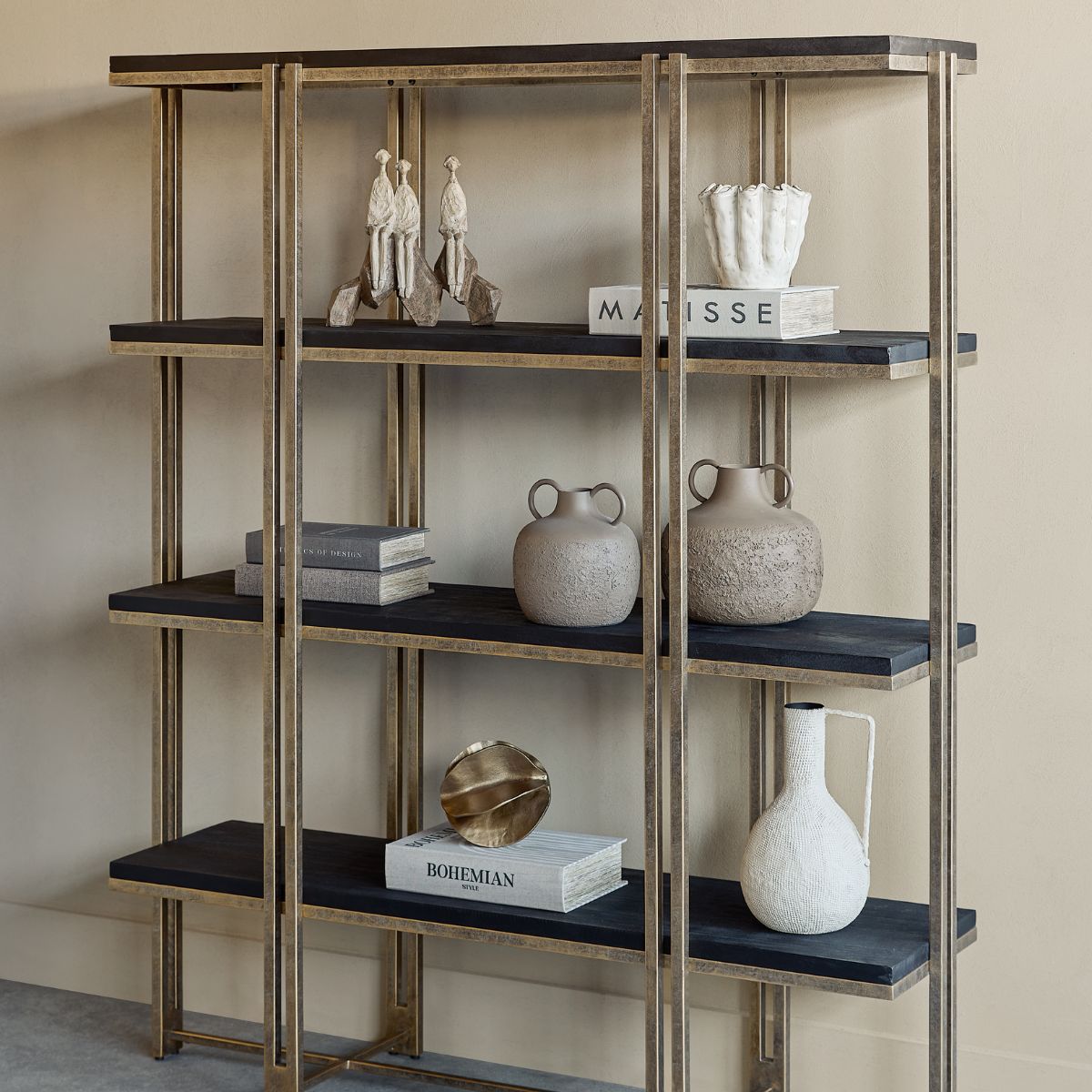 Libra Interiors Dalston Sandblasted Mango Wood Shelving Unit
