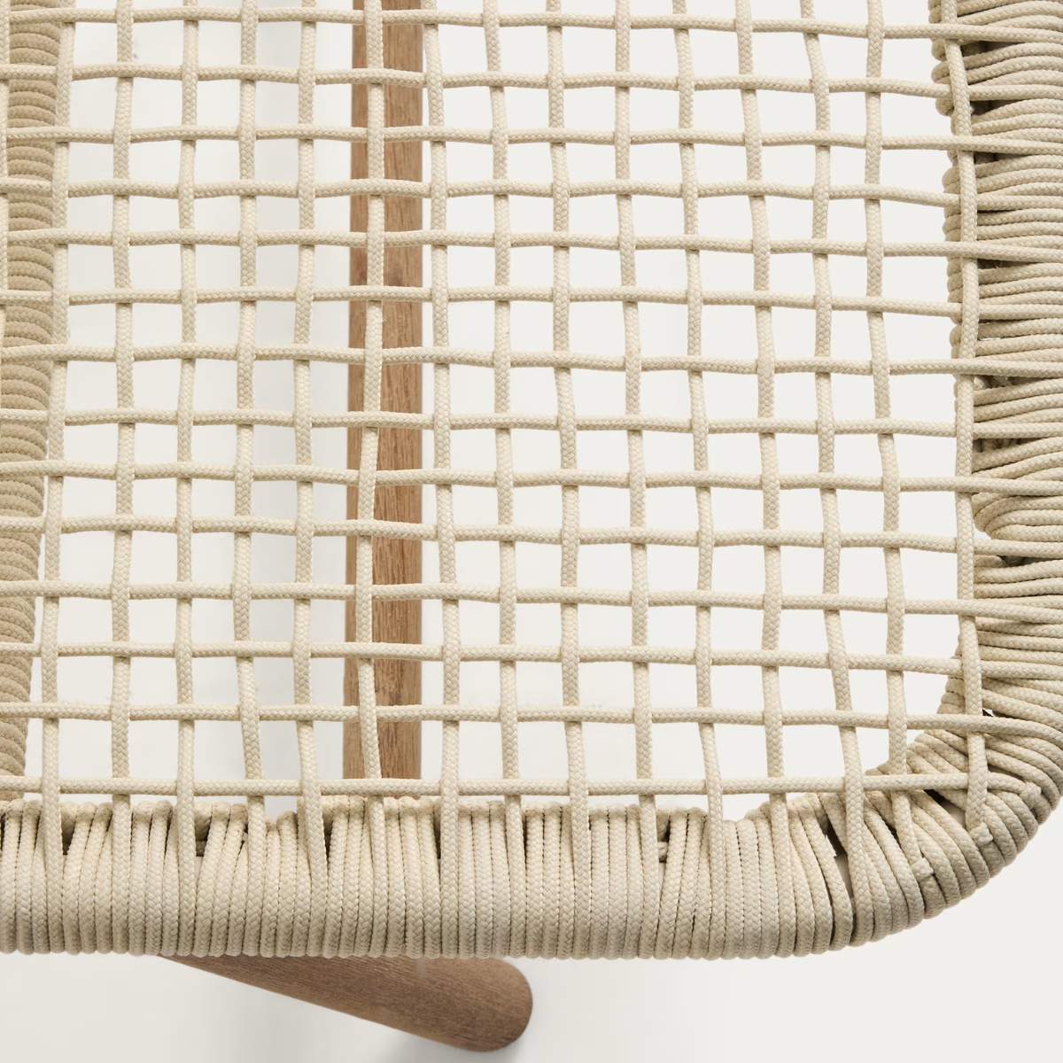 Kave Home Dandara sun lounger in steel, green rope and legs in solid FSC 100% acacia wood