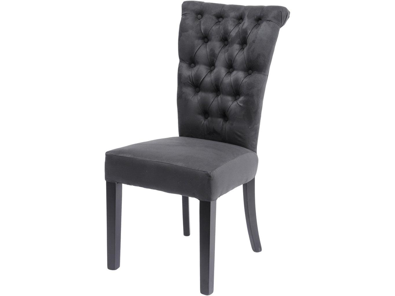 Dark Grey Buttonback Dining Chair-Beaumonde