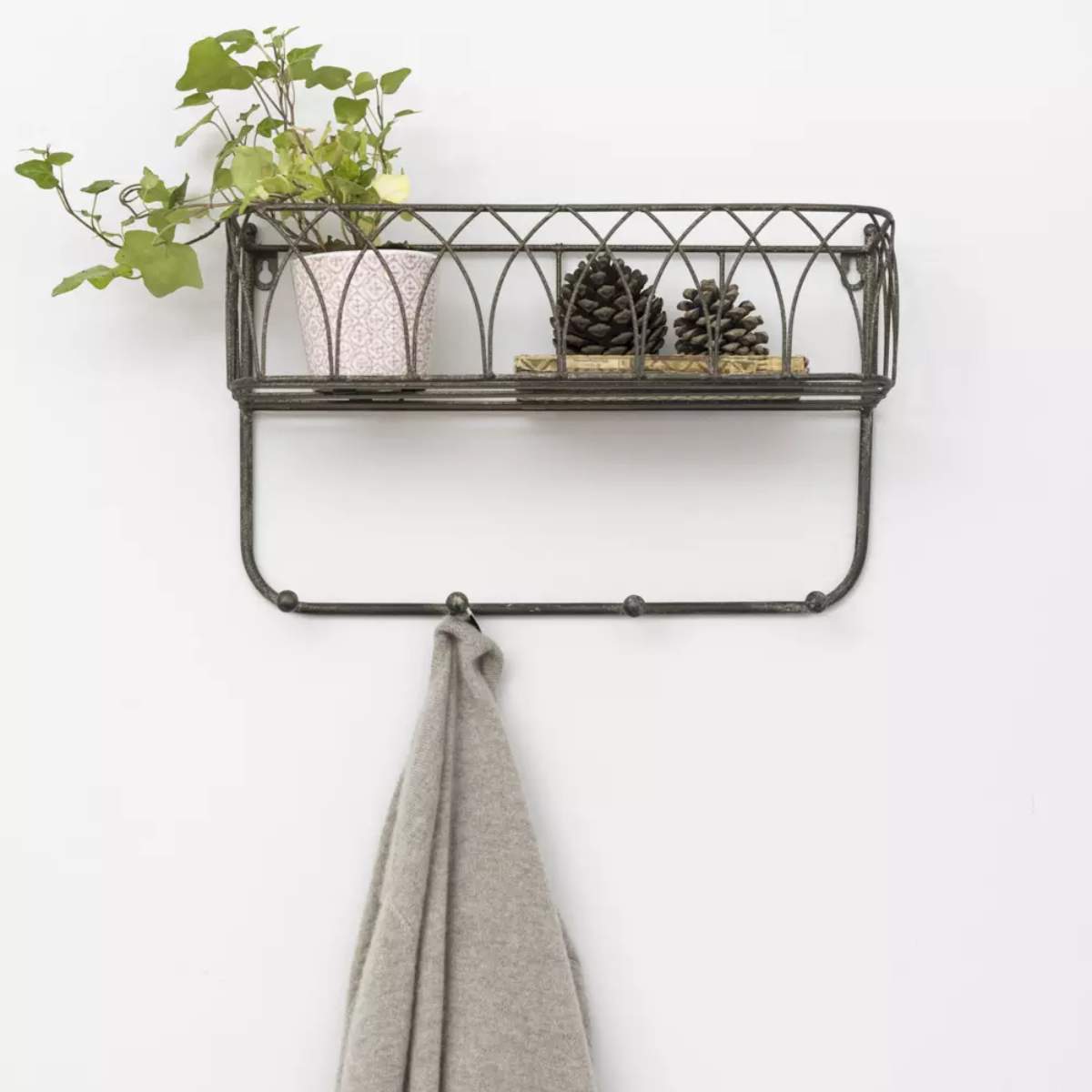 Grand Illusions Decorative Shelf With Hooks Large