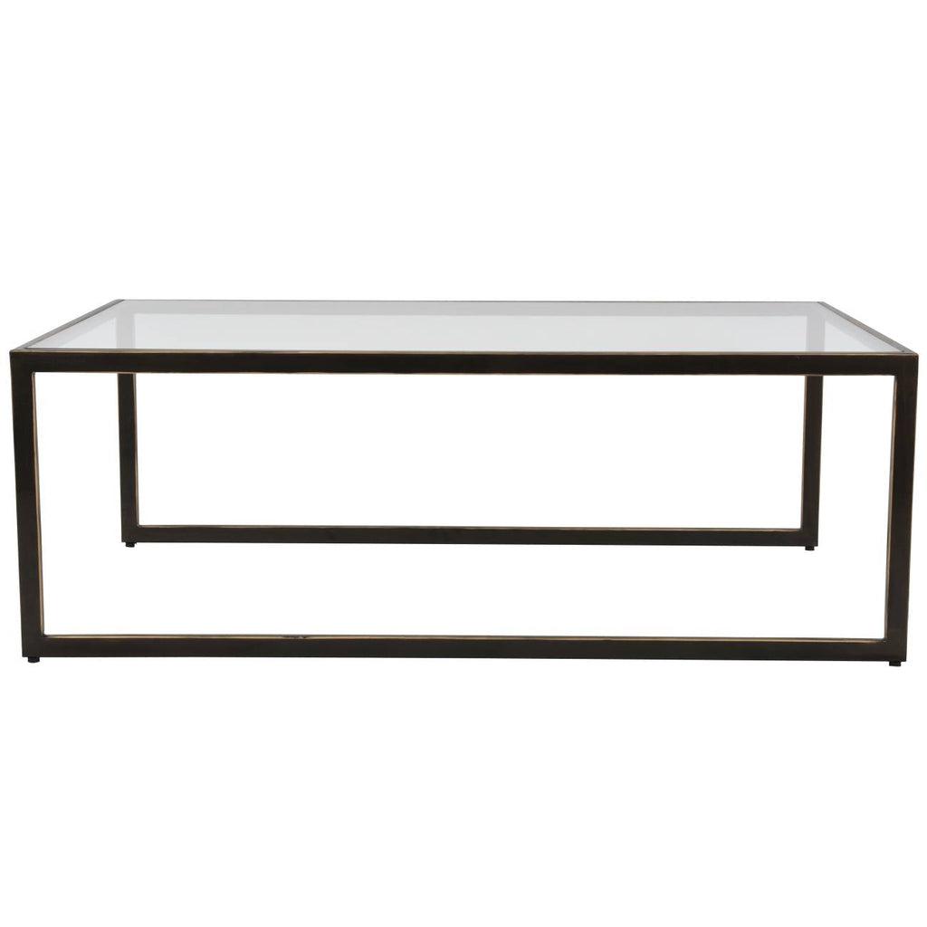 Delano Gilded Bronze Metal and Glass Coffee Table-Beaumonde
