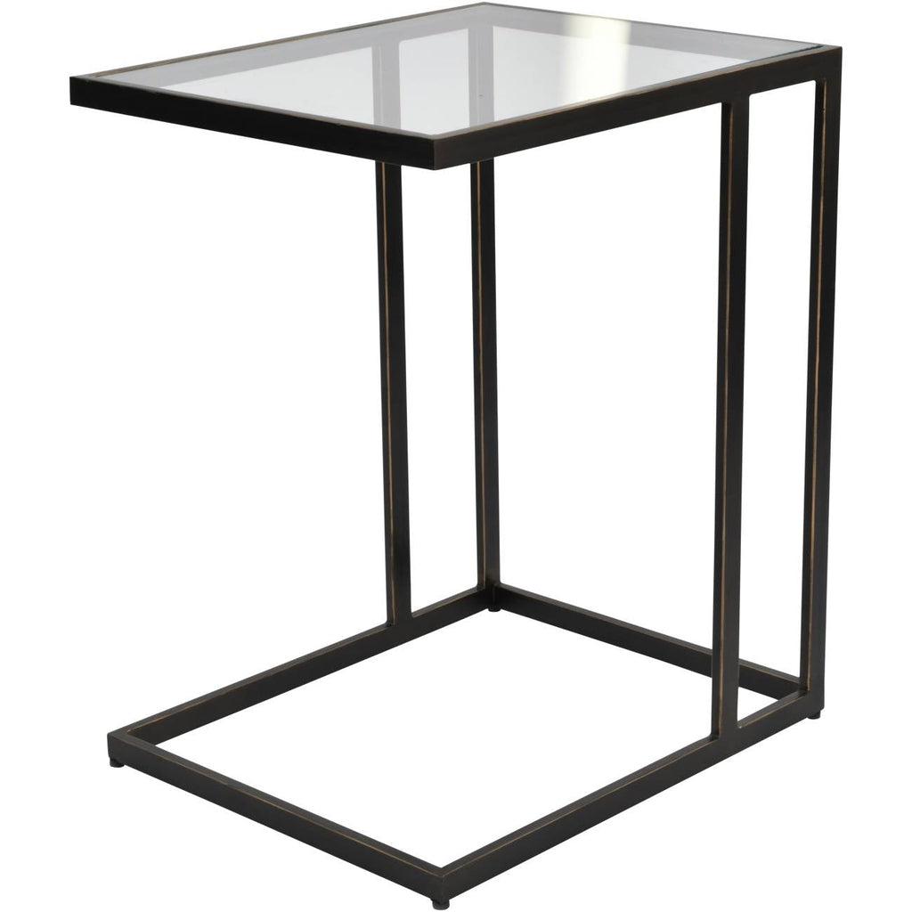 Delano Gilded Bronze Metal and Glass Side Table-Beaumonde