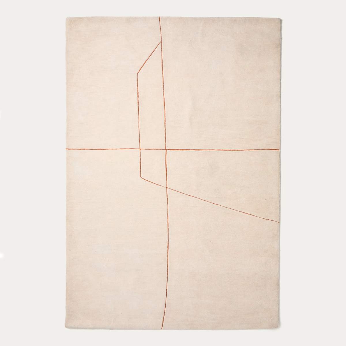Kave Home Delide ecru synthetic fibre rug with orange graphic detail 160 x 230cm