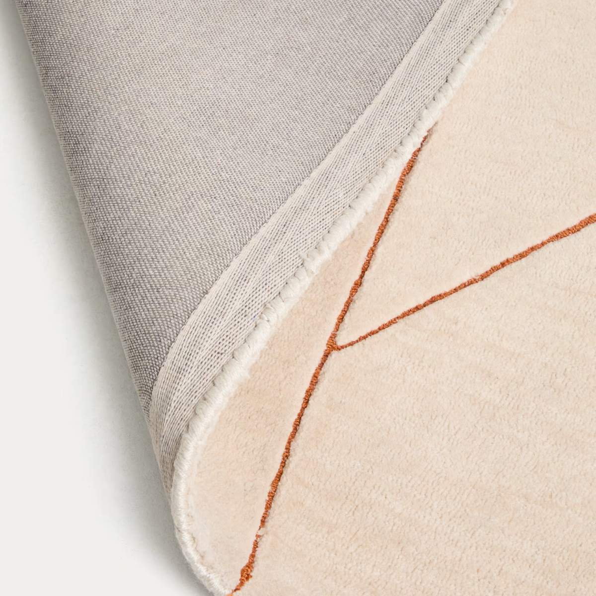Kave Home Delide ecru synthetic fibre rug with orange graphic detail 160 x 230cm