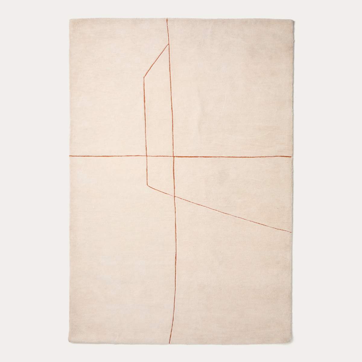 Kave Home Delide ecru synthetic fibre rug with orange graphic detail 200 x 300cm