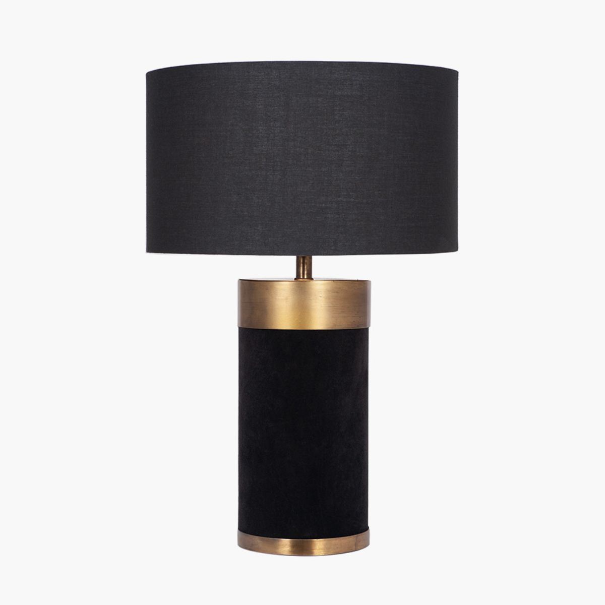 Pacific Lifestyle Dempsey Black Velvet and Antique Gold Metal Table Lamp Base