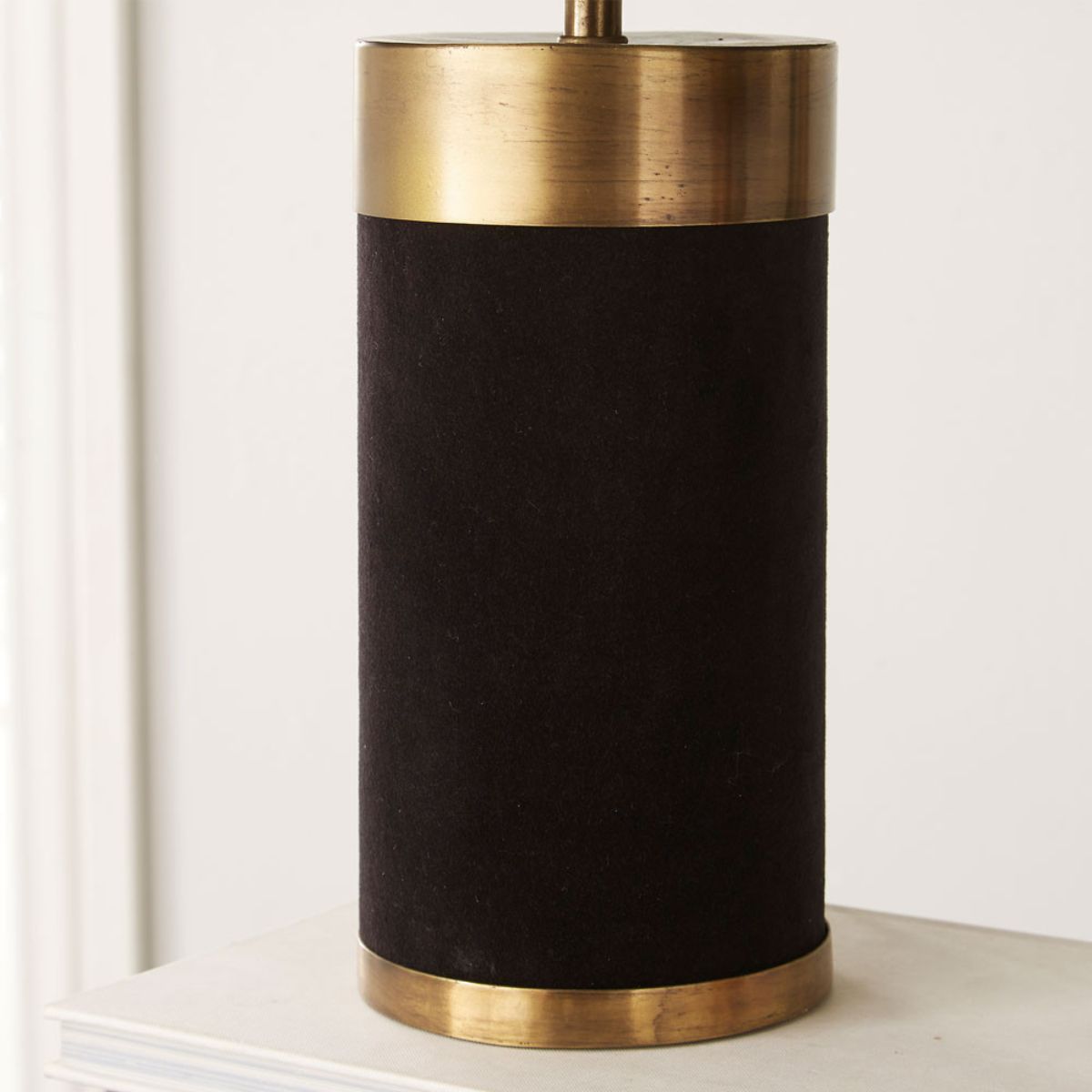 Pacific Lifestyle Dempsey Black Velvet and Antique Gold Metal Table Lamp Base