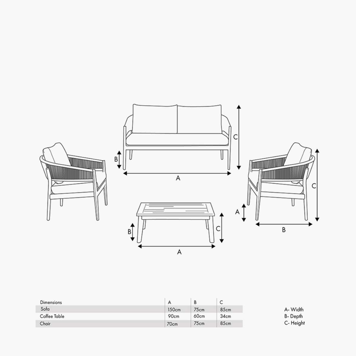 Pacific Lifestyle Denver Grey Outdoor Seating Set