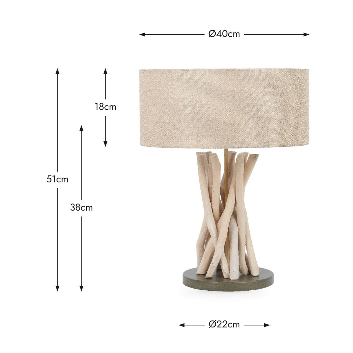 Pacific Lifestyle Derna Drift Wood & Natural Jute Table Lamp