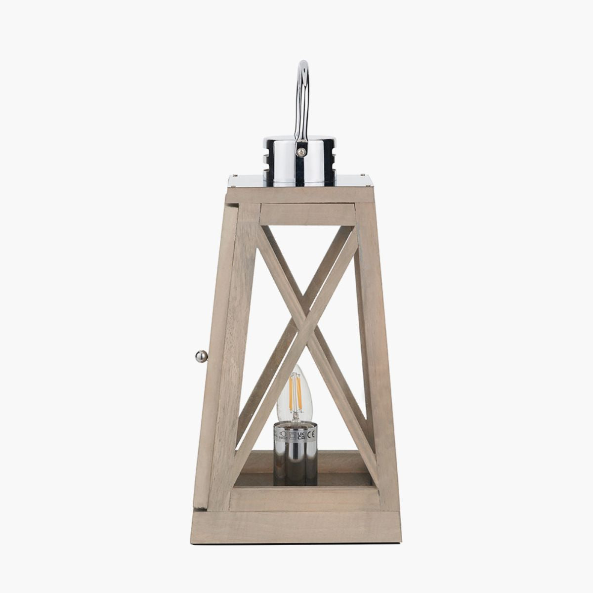 Pacific Lifestyle Devon Grey Wood and Chrome Lantern Table Lamp
