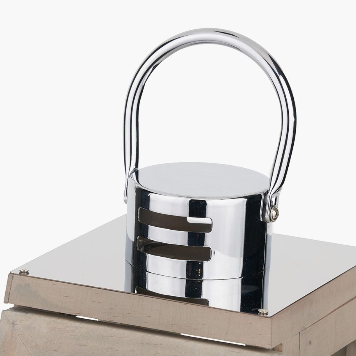 Pacific Lifestyle Devon Grey Wood and Chrome Lantern Table Lamp