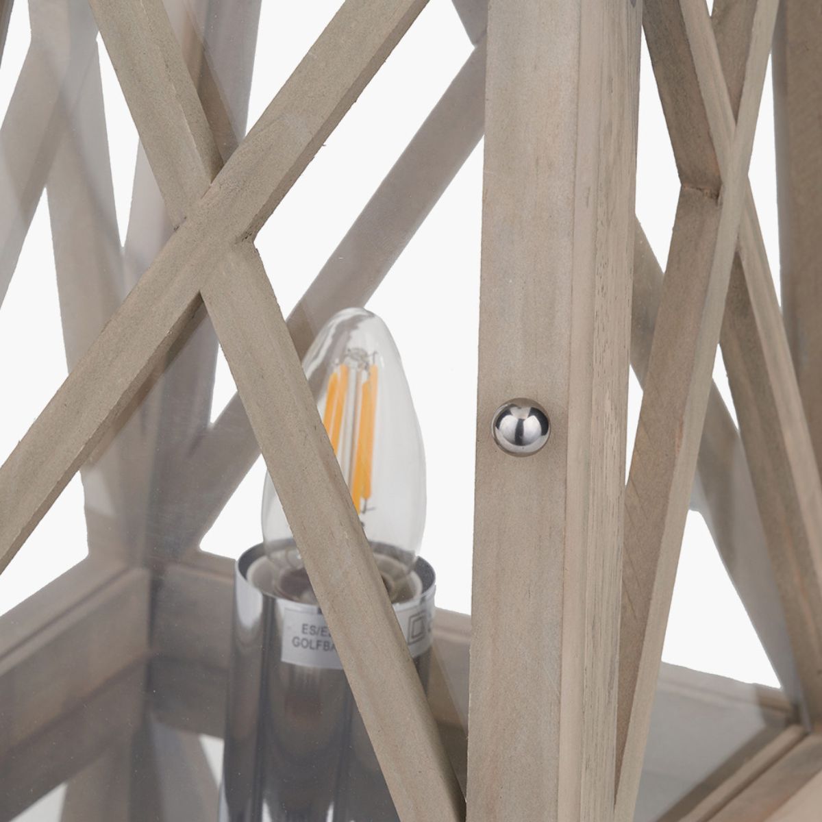 Pacific Lifestyle Devon Grey Wood and Chrome Lantern Table Lamp