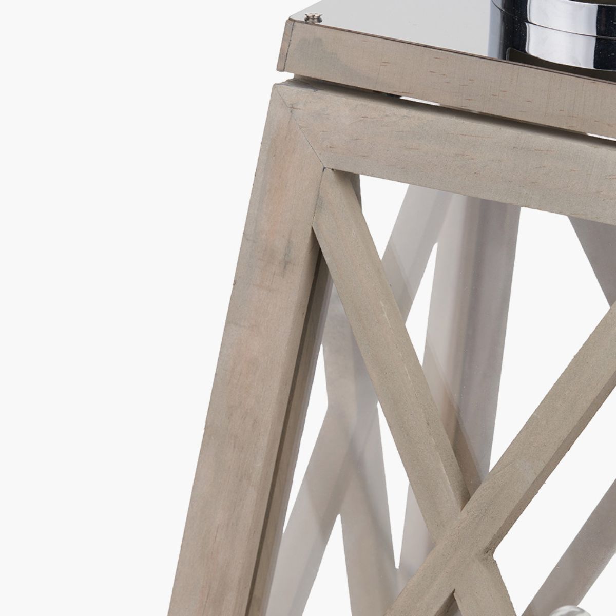 Pacific Lifestyle Devon Grey Wood and Chrome Lantern Table Lamp