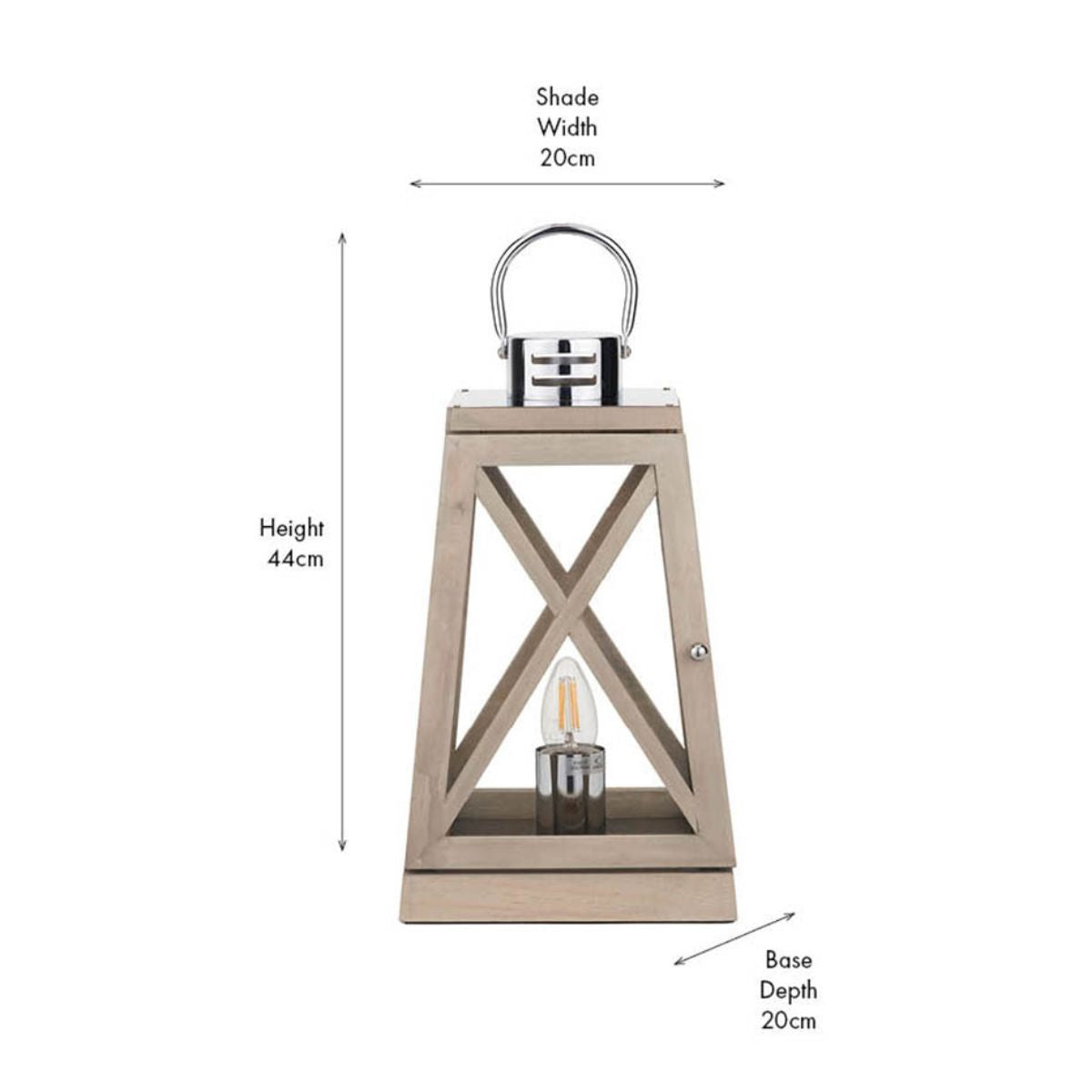 Pacific Lifestyle Devon Grey Wood and Chrome Lantern Table Lamp