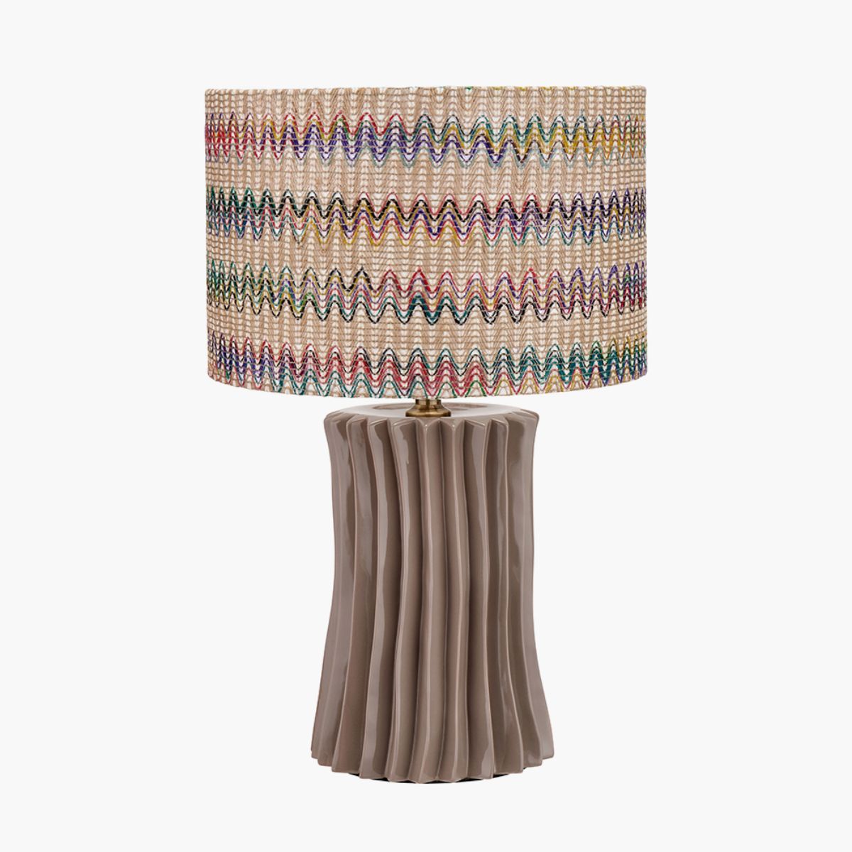 Pacific Lifestyle Devony Taupe Pleated Ceramic Table Lamp Base