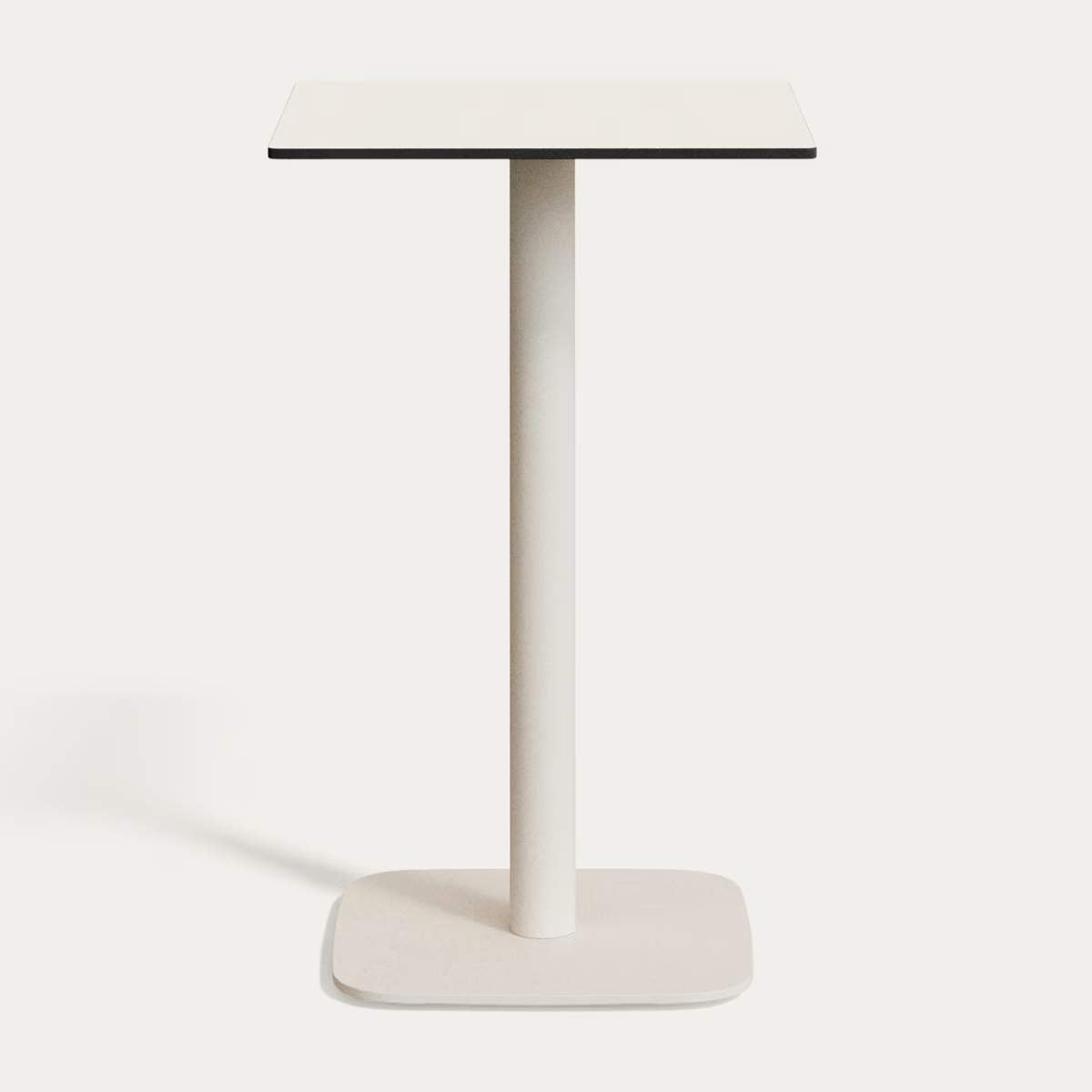 Kave Home Dina high outdoor table in white with metal leg in a painted white finish, 60x60x96 cm
