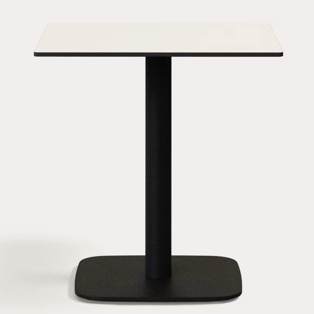 Kave Home Dina outdoor table in white with metal legal in a painted white finish, 68 x 68 x 70 cm
