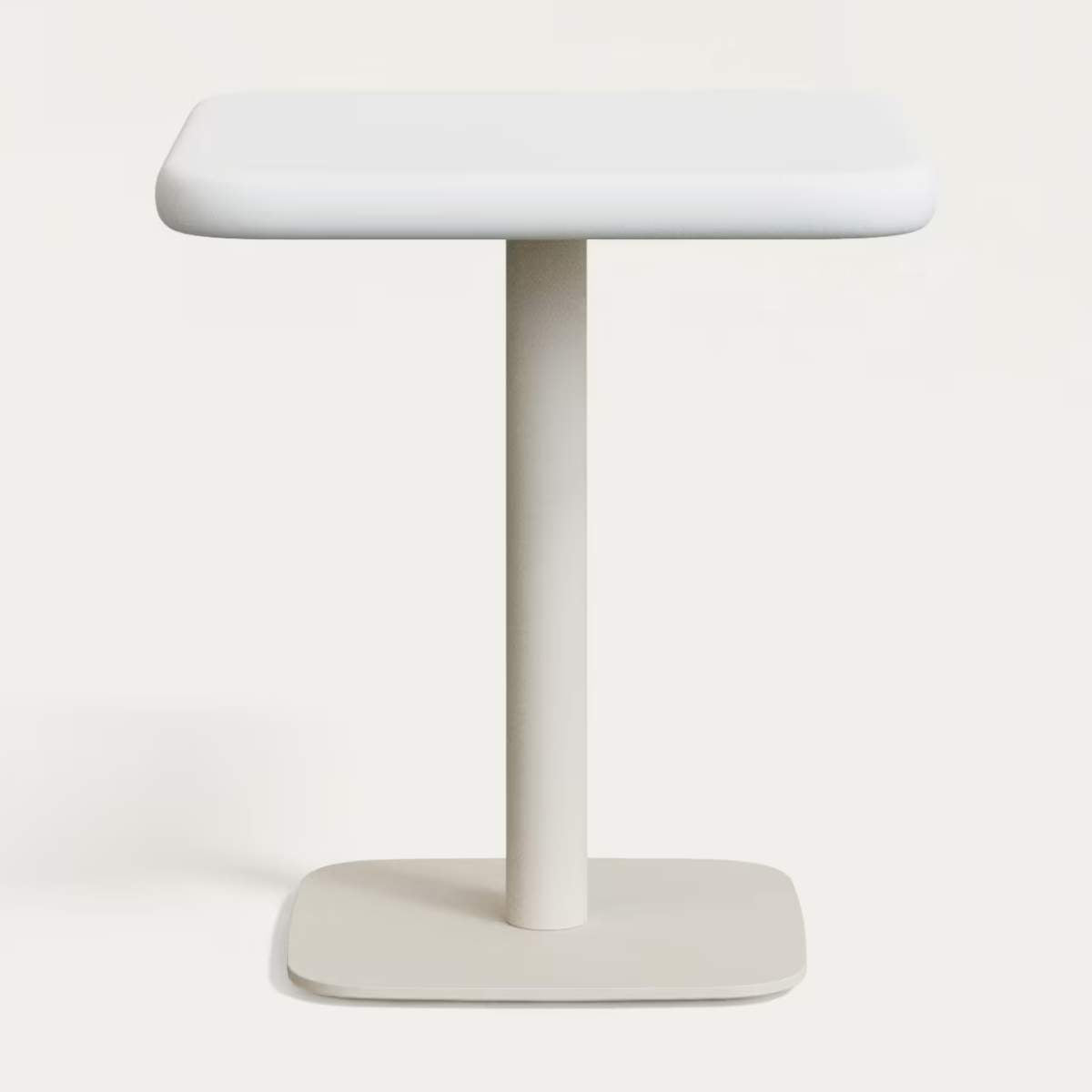 Kave Home Dina outdoor table with white cement top 70x70cm and white steel base 48x48x72cm