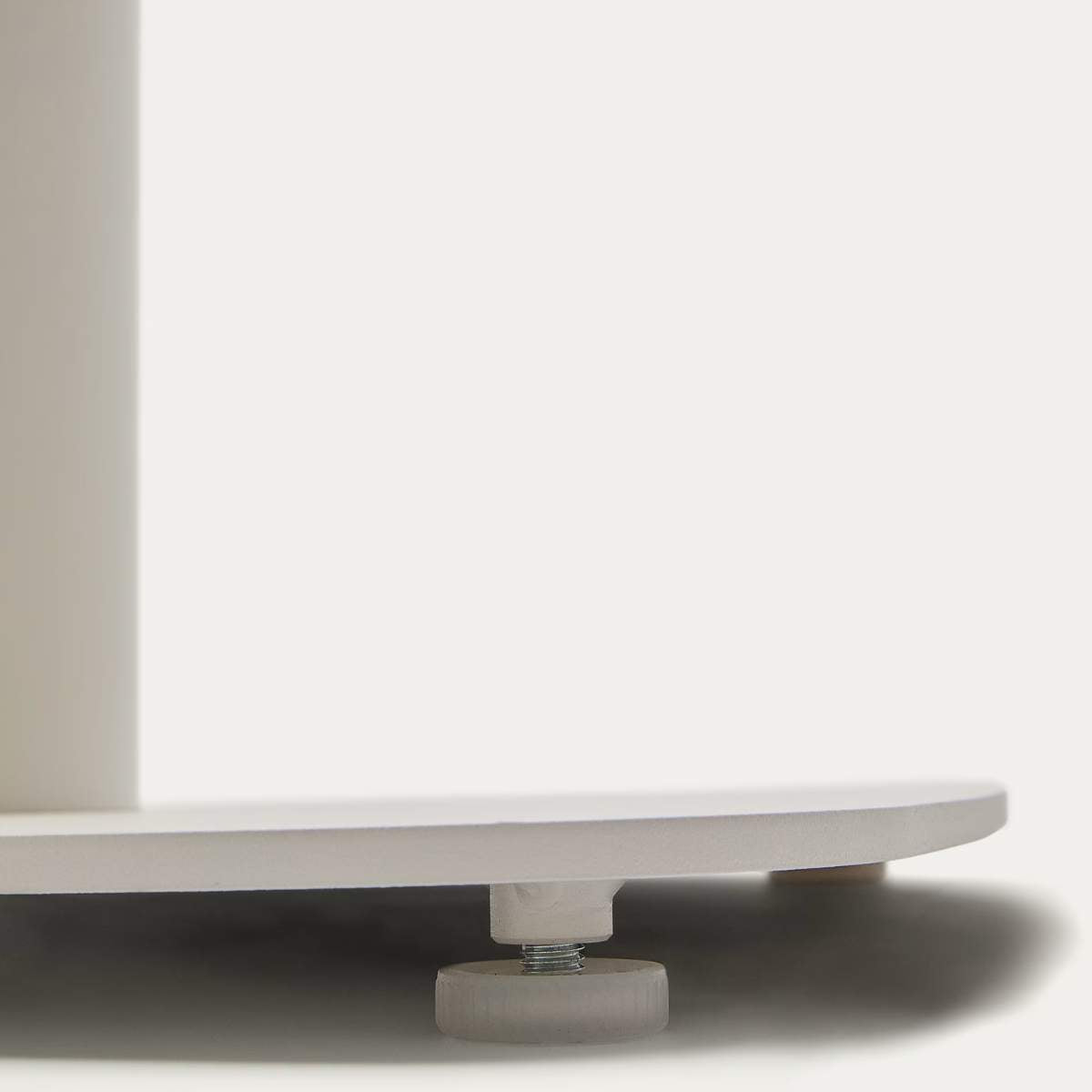 Kave Home Dina round outdoor table in white with metal legal in a painted white finish, Ø 68x70cm