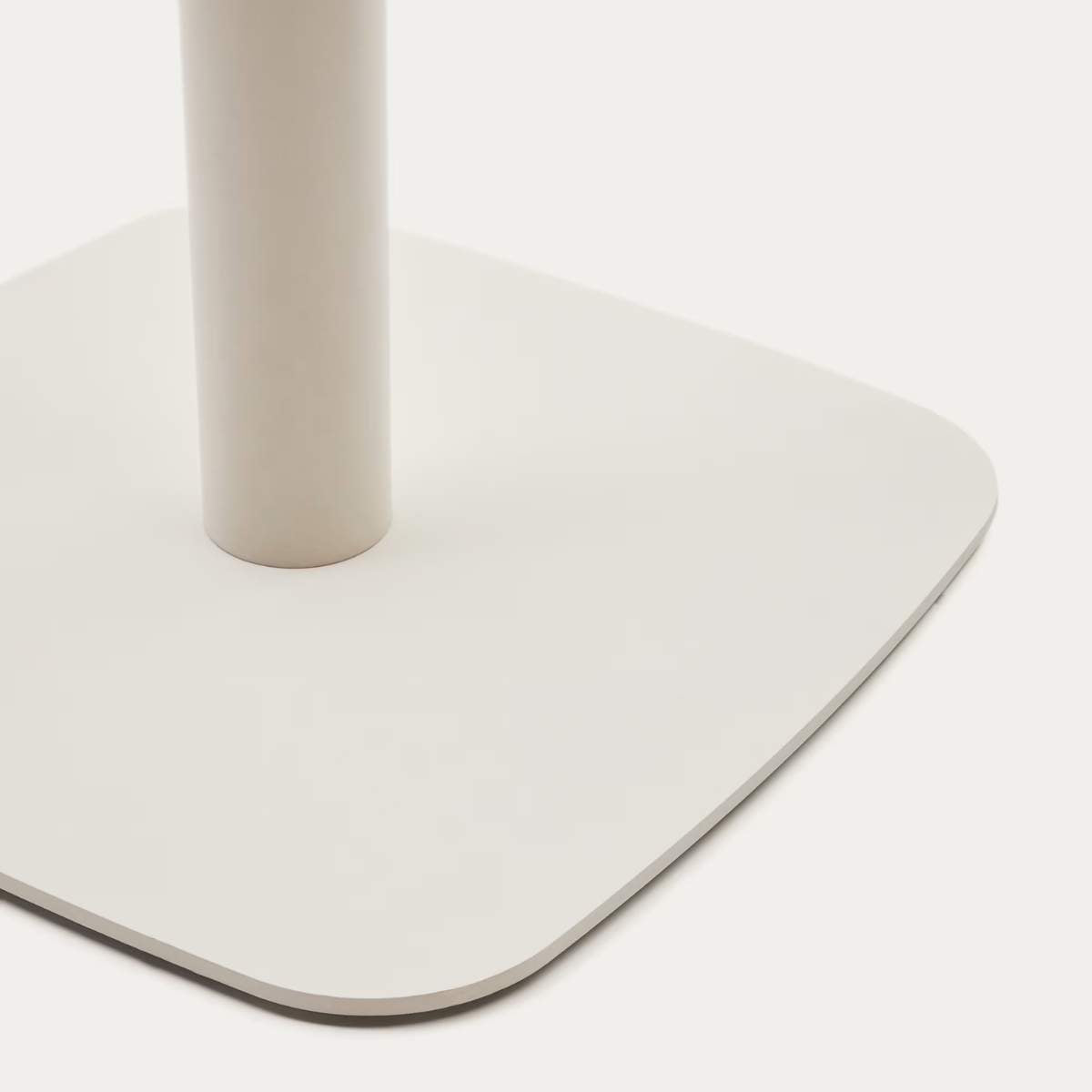 Kave Home Dina round outdoor table in white with metal legal in a painted white finish, Ø 68x70cm