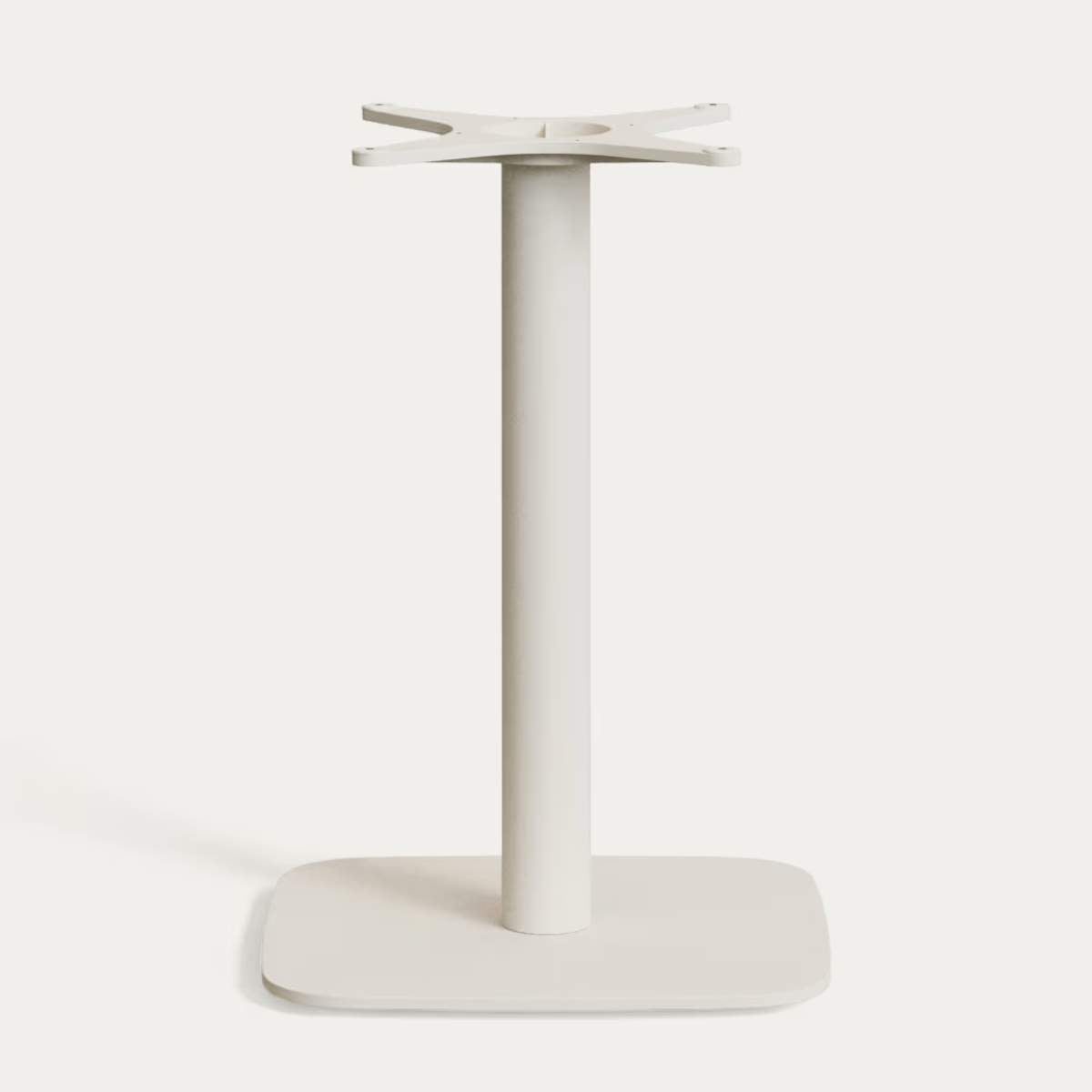 Kave Home Dina outdoor round table with white cement top Ø70cm and white steel base 48x48x72cm