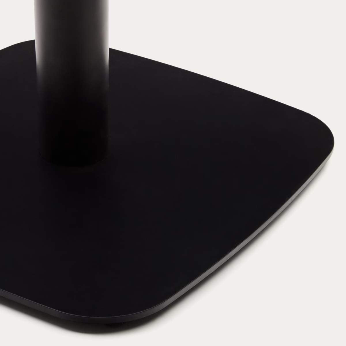 Kave Home Dina round outdoor table in white with metal legal in a painted black finish, Ø 68x70 cm
