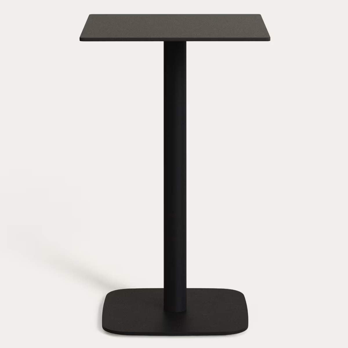 Kave Home Dina high outdoor table in white with metal leg in a painted black finish, 60x60x96 cm