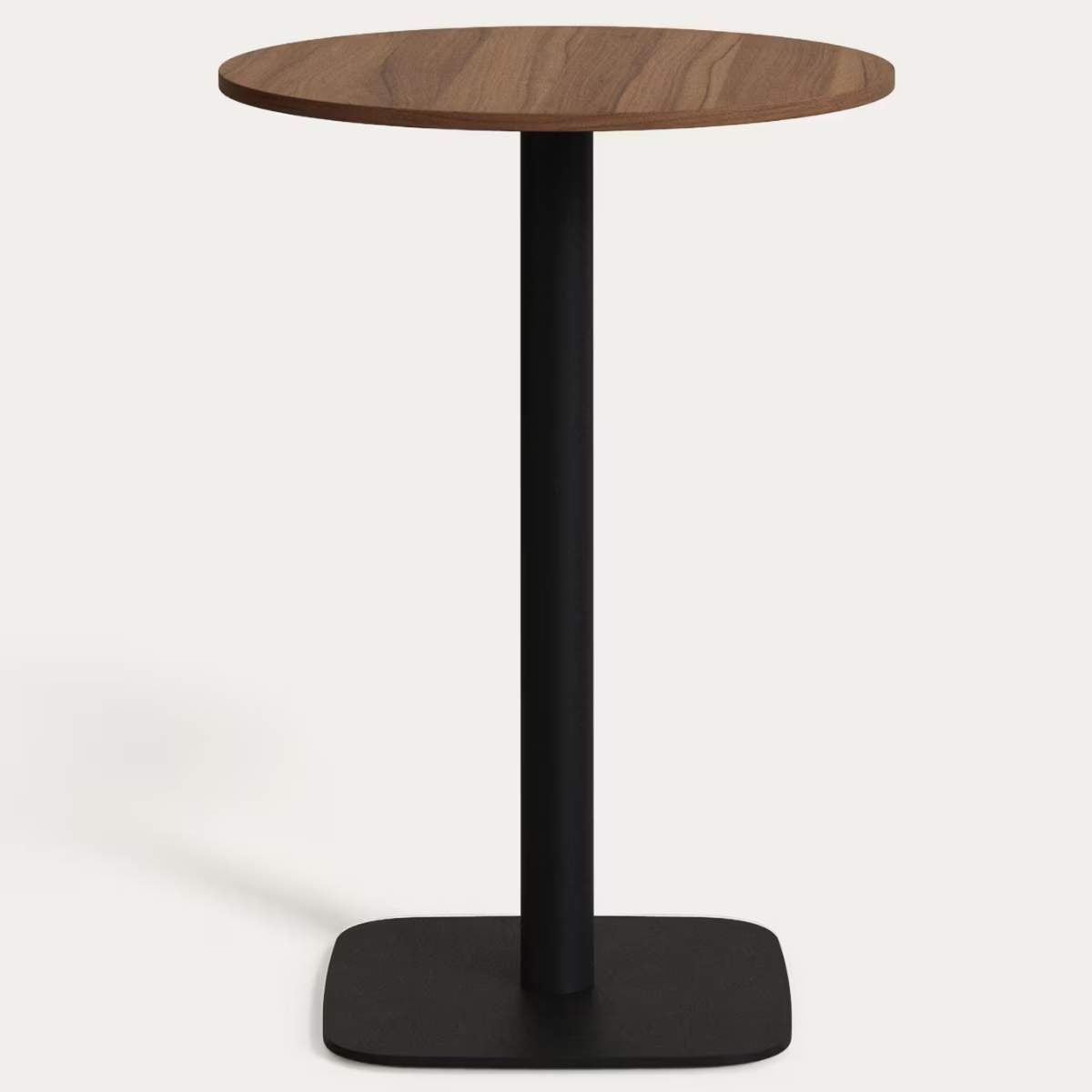 Kave Home Dina high round table in natural finish melamine with metal leg in a painted black finish, Ø 60x96 cm