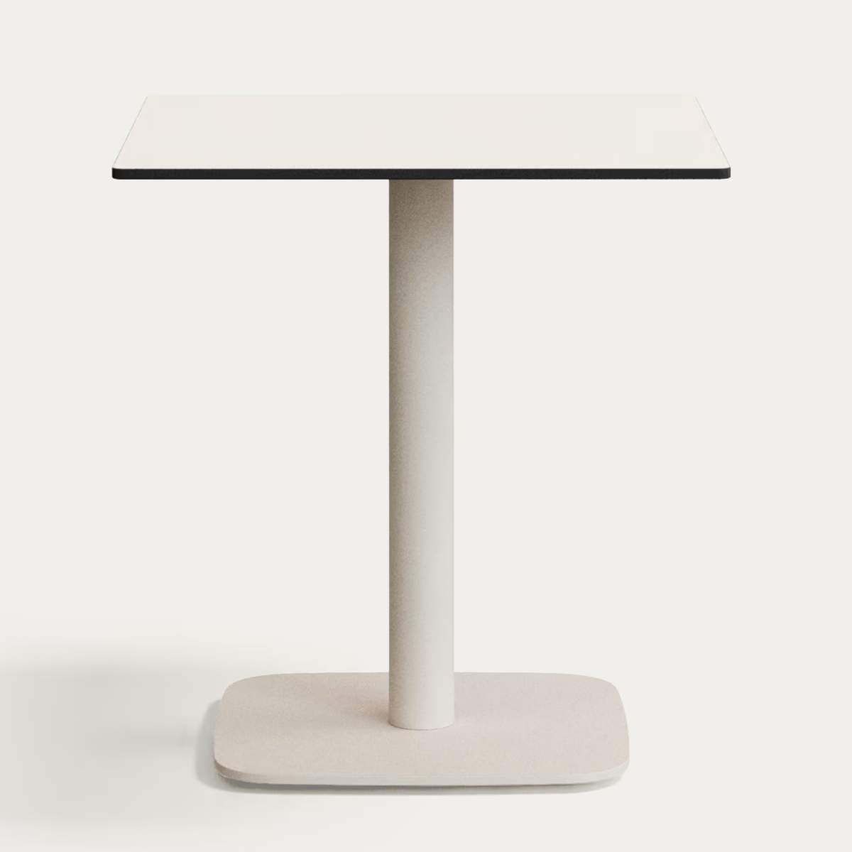 Kave Home Dina outdoor table in white with metal leg in a painted white finish, 68 x 68 x 70 cm