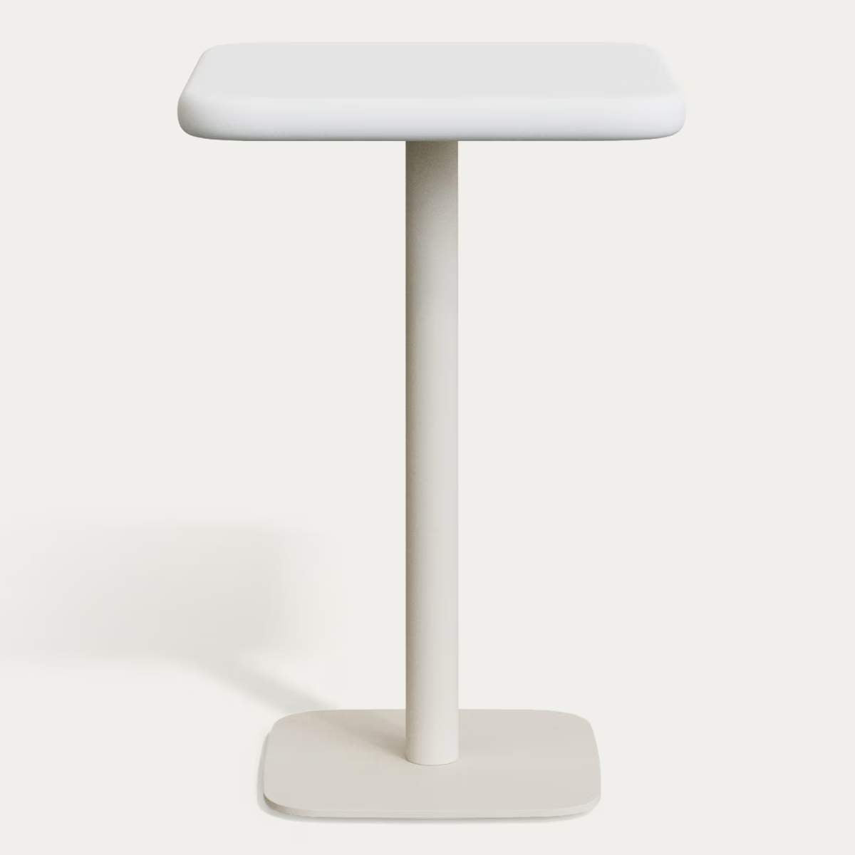 Kave Home Dina outdoor tall table with white cement top 70x70cm and white steel base 48x48x96cm