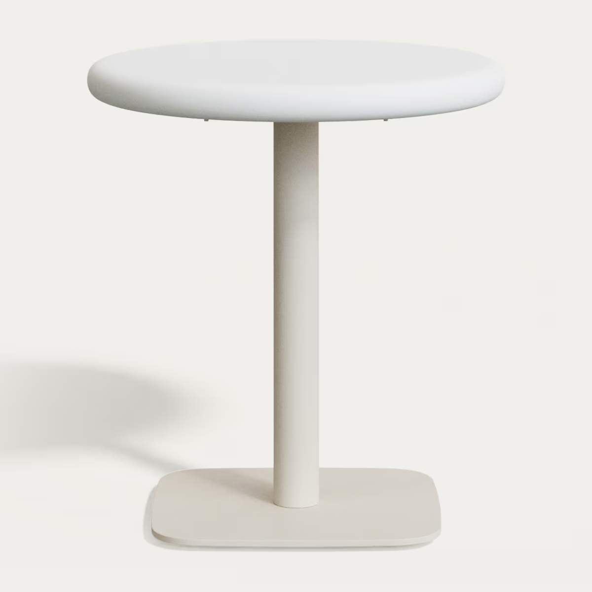 Kave Home Dina outdoor round table with white cement top Ø70cm and white steel base 48x48x72cm
